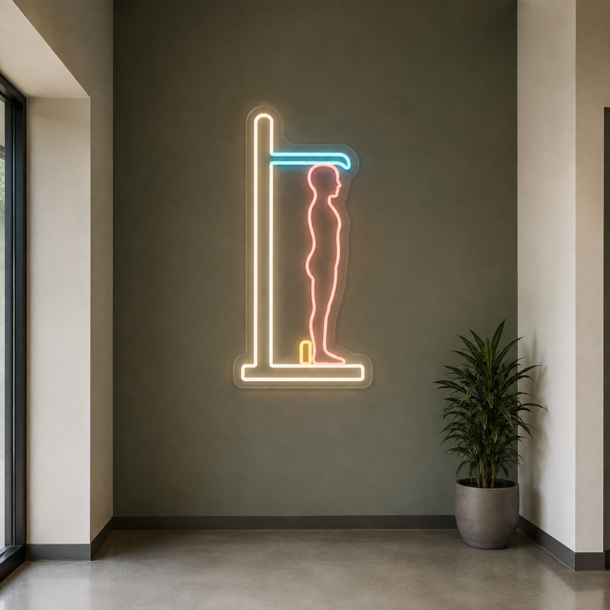 Height Measurement LED Neon Sign for Nutrition Centers - interior setting