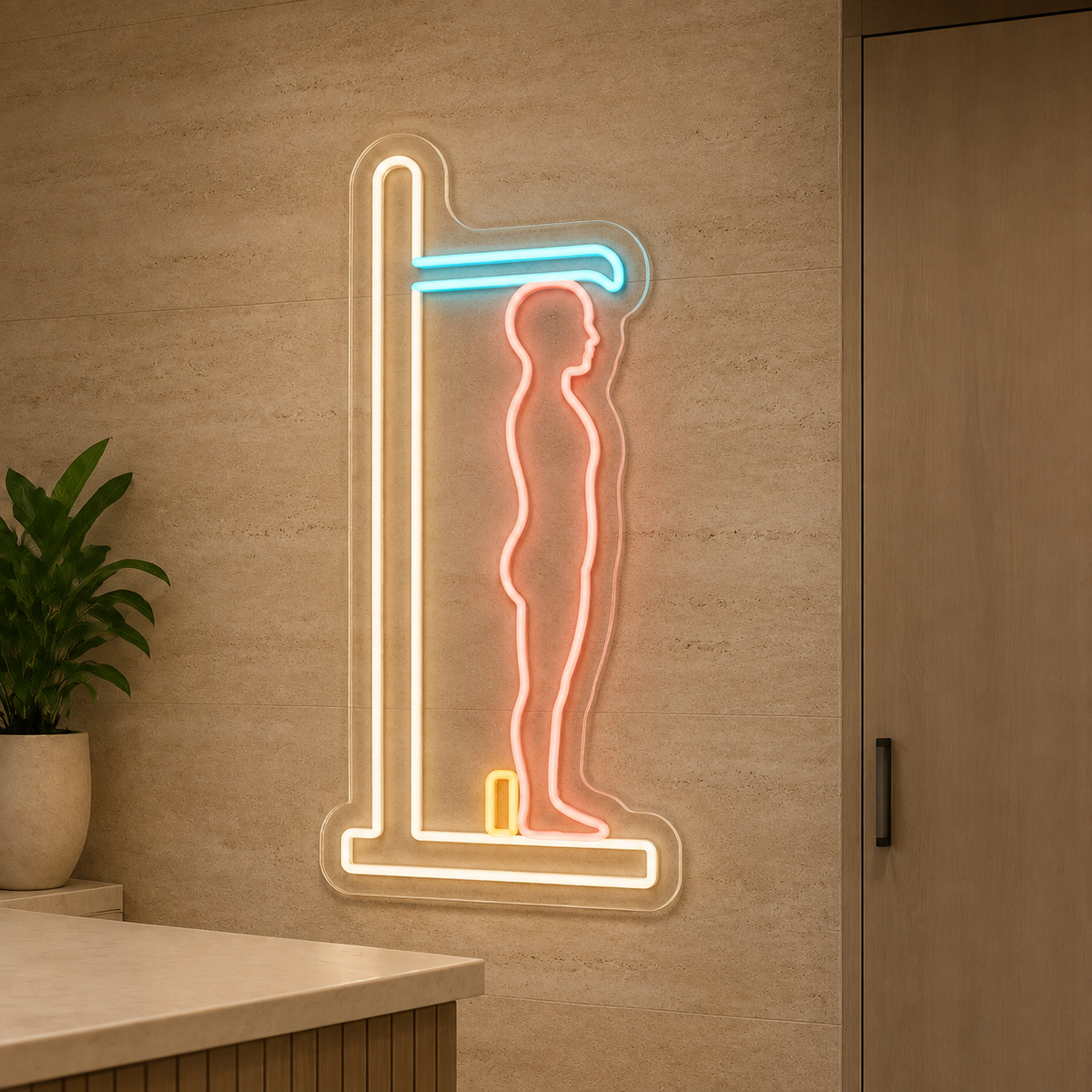 Height Measurement LED Neon Sign for Nutrition Centers - interior setting