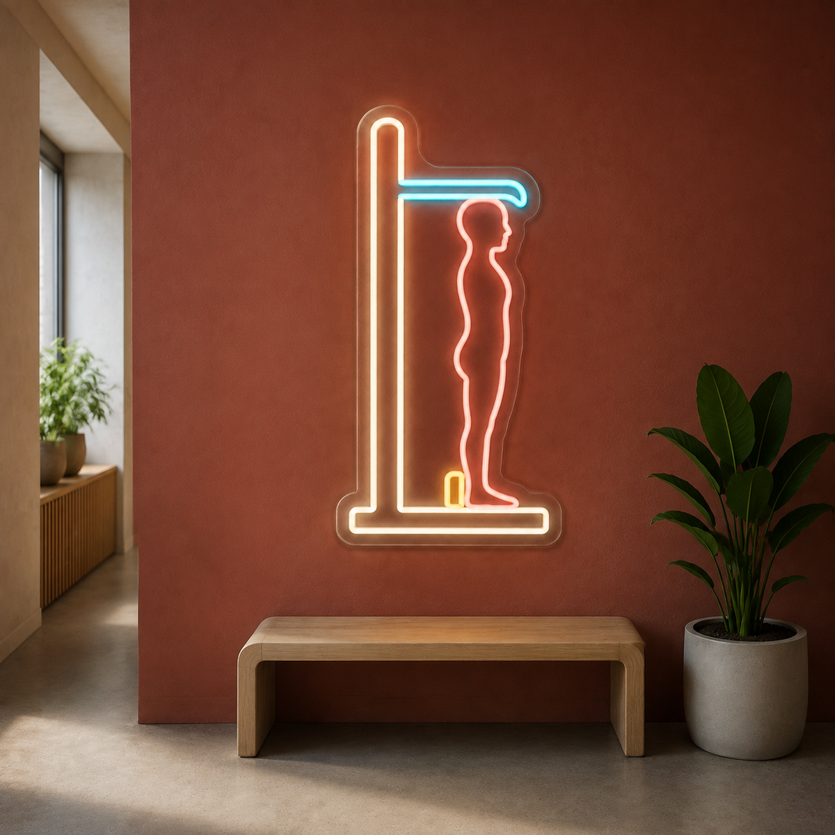 Height Measurement LED Neon Sign for Nutrition Centers - interior setting