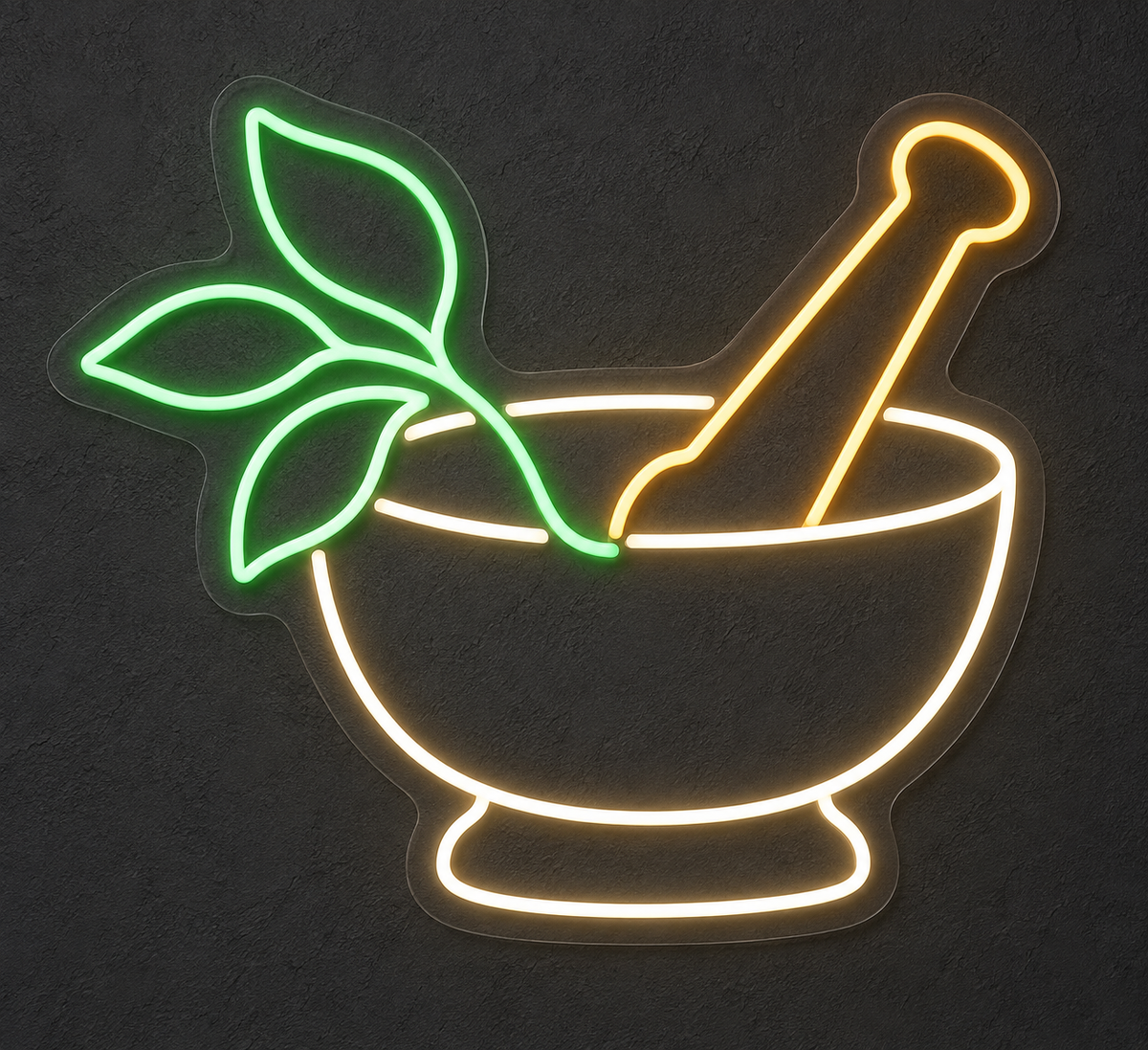 Herbal Mortar & Pestle LED Neon Sign for Herbal Clinics - design reference