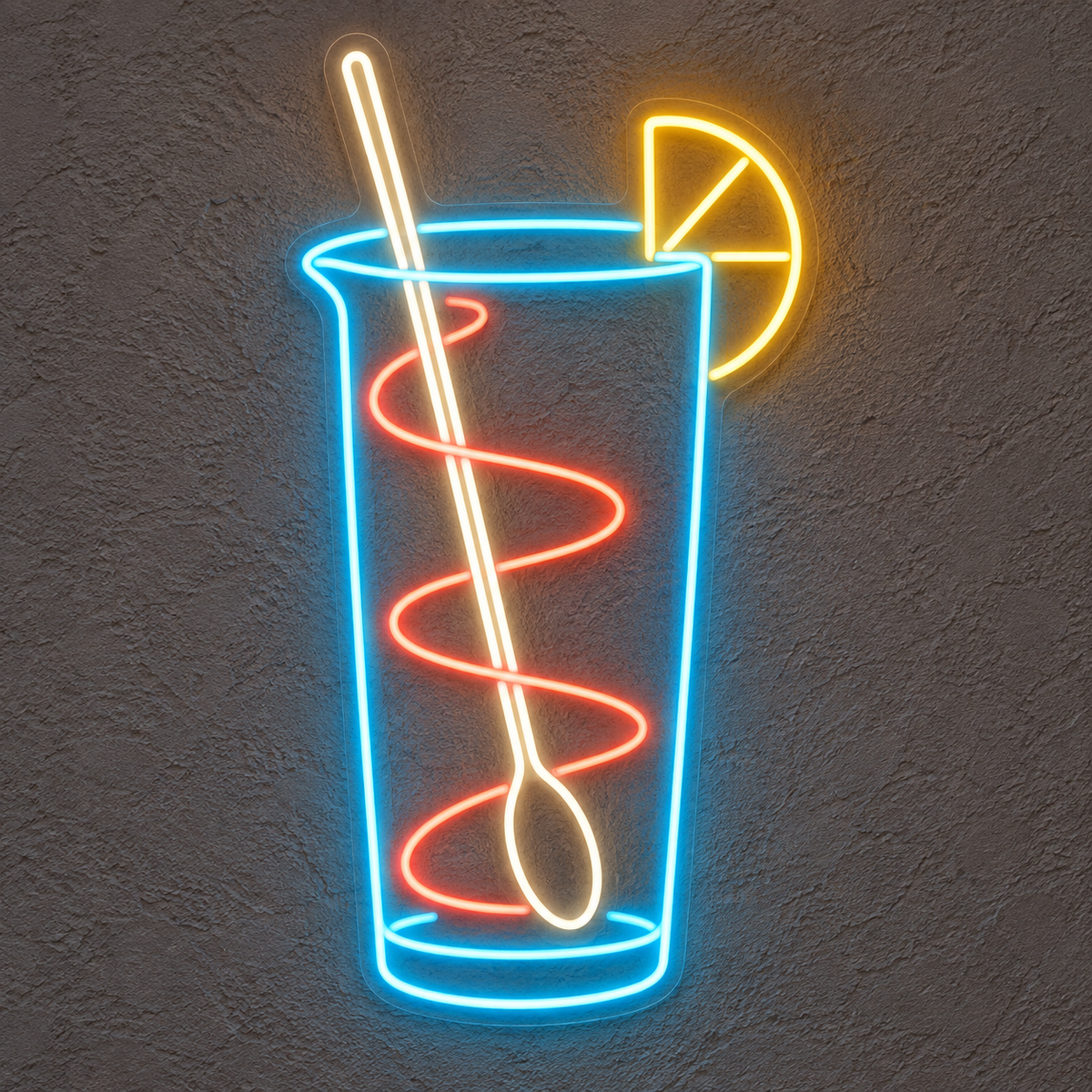 Highball & Bar Spoon LED Neon Sign for Bartending Schools - design reference