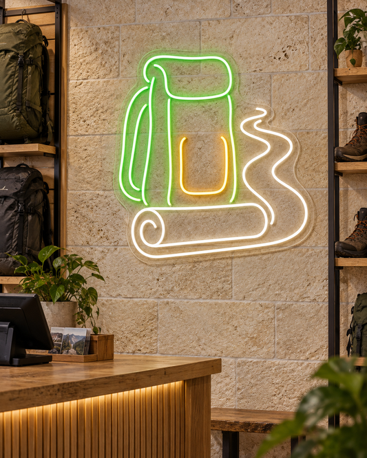 Hiking Backpack and Trail LED Neon Sign for Trail Lovers - interior setting
