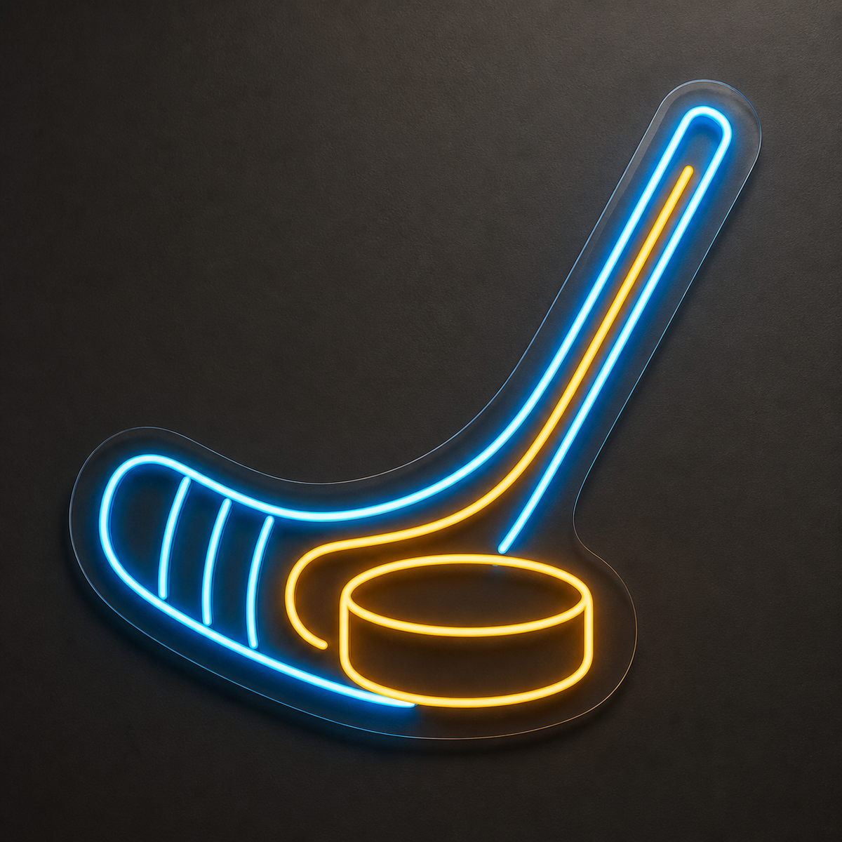 Hockey Stick and Puck LED Neon Sign for Hockey Rooms - design reference