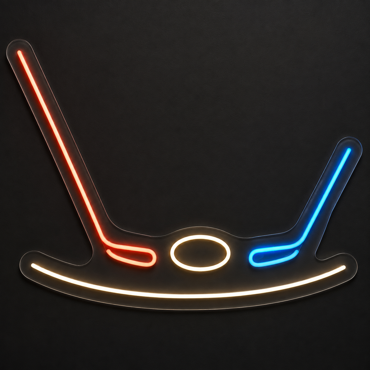 Hockey Sticks & Puck LED Neon Sign for Ice Rinks - design reference