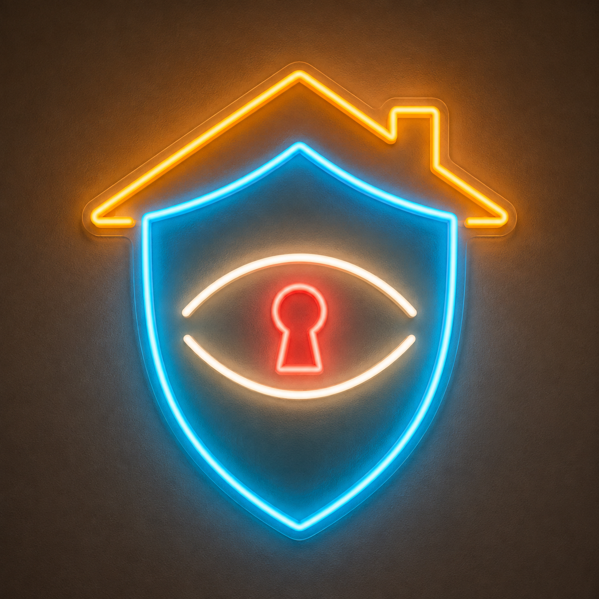 Shield & Keyhole LED Neon Sign for Home Security Shops - design reference