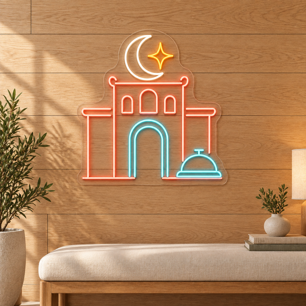 Hotel Facade & Moon LED Neon Sign for Hotels - interior setting