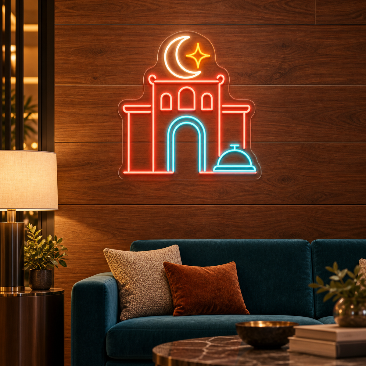 Hotel Facade & Moon LED Neon Sign for Hotels - interior setting