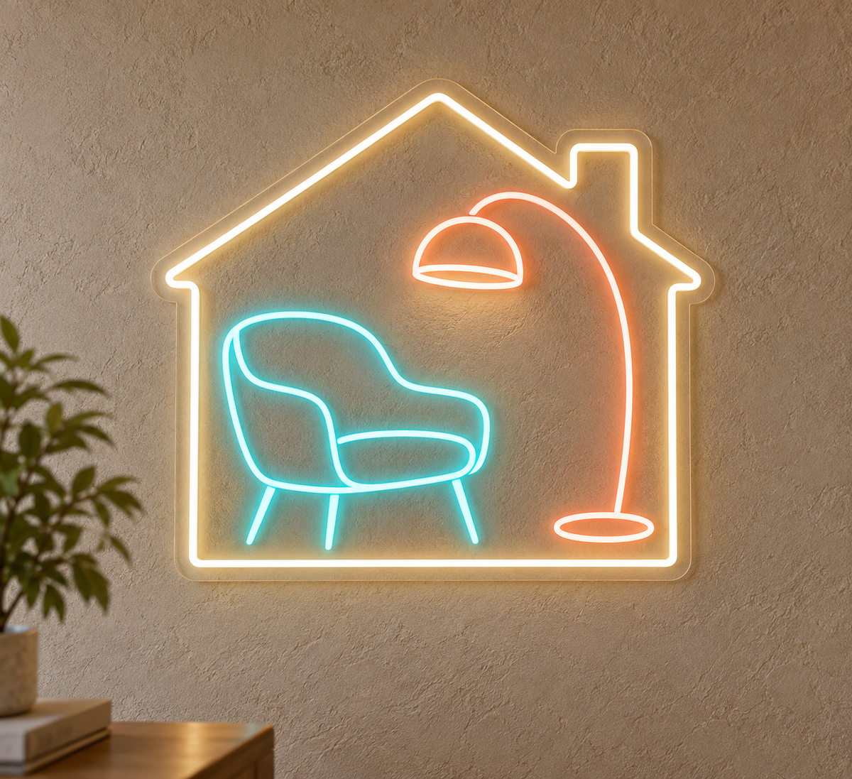 House & Lounge Chair LED Neon Sign for Interior Designers - design reference