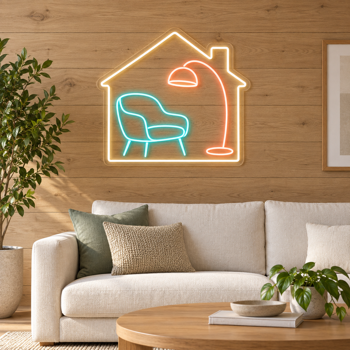 House & Lounge Chair LED Neon Sign for Interior Designers - interior setting