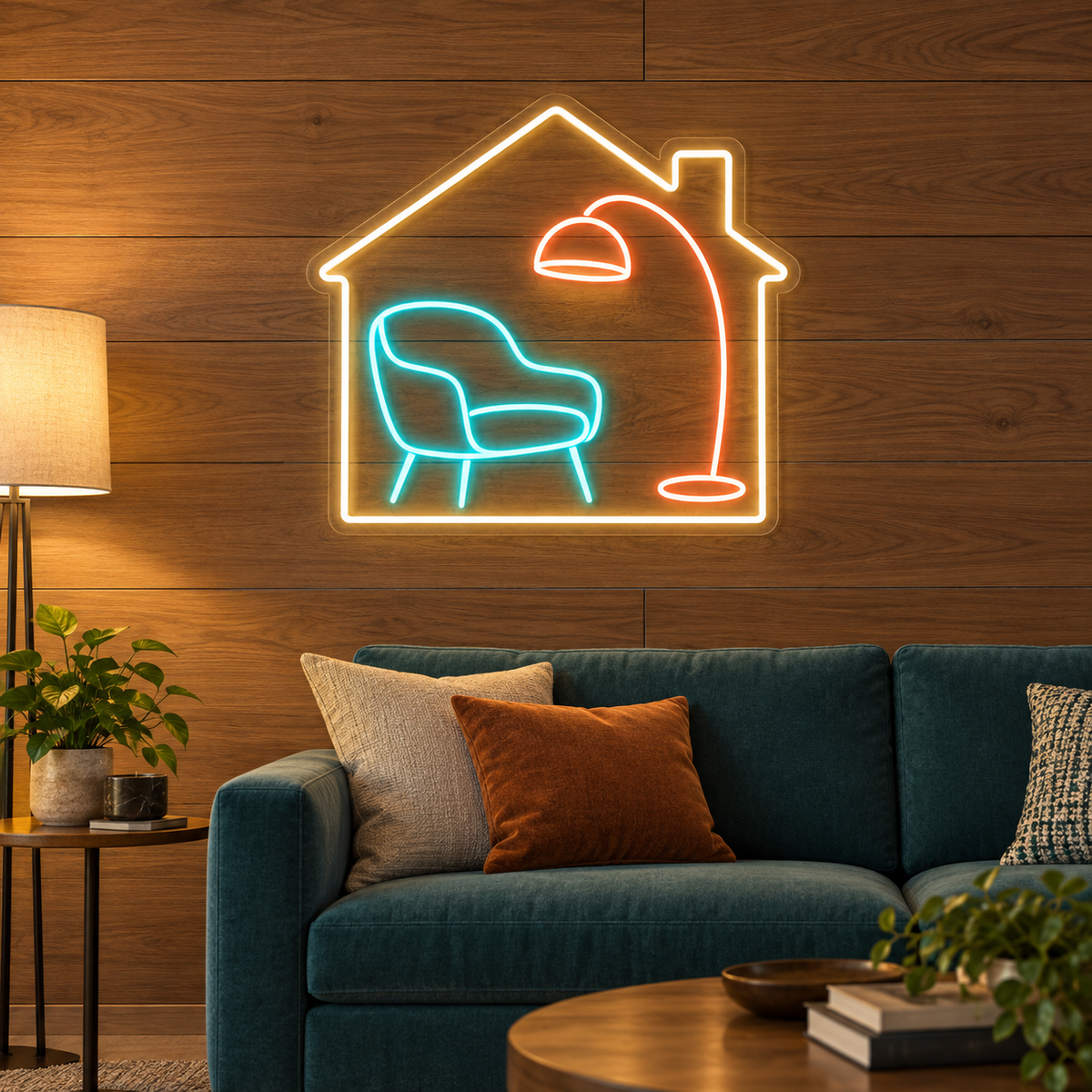 House & Lounge Chair LED Neon Sign for Interior Designers - interior setting