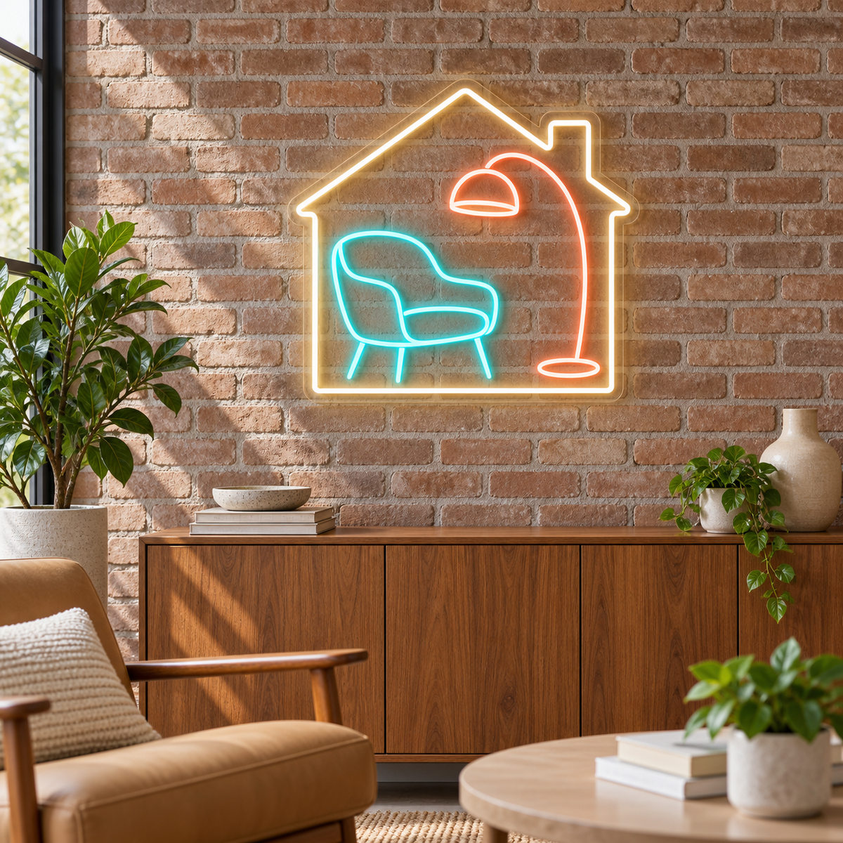 House & Lounge Chair LED Neon Sign for Interior Designers - interior setting