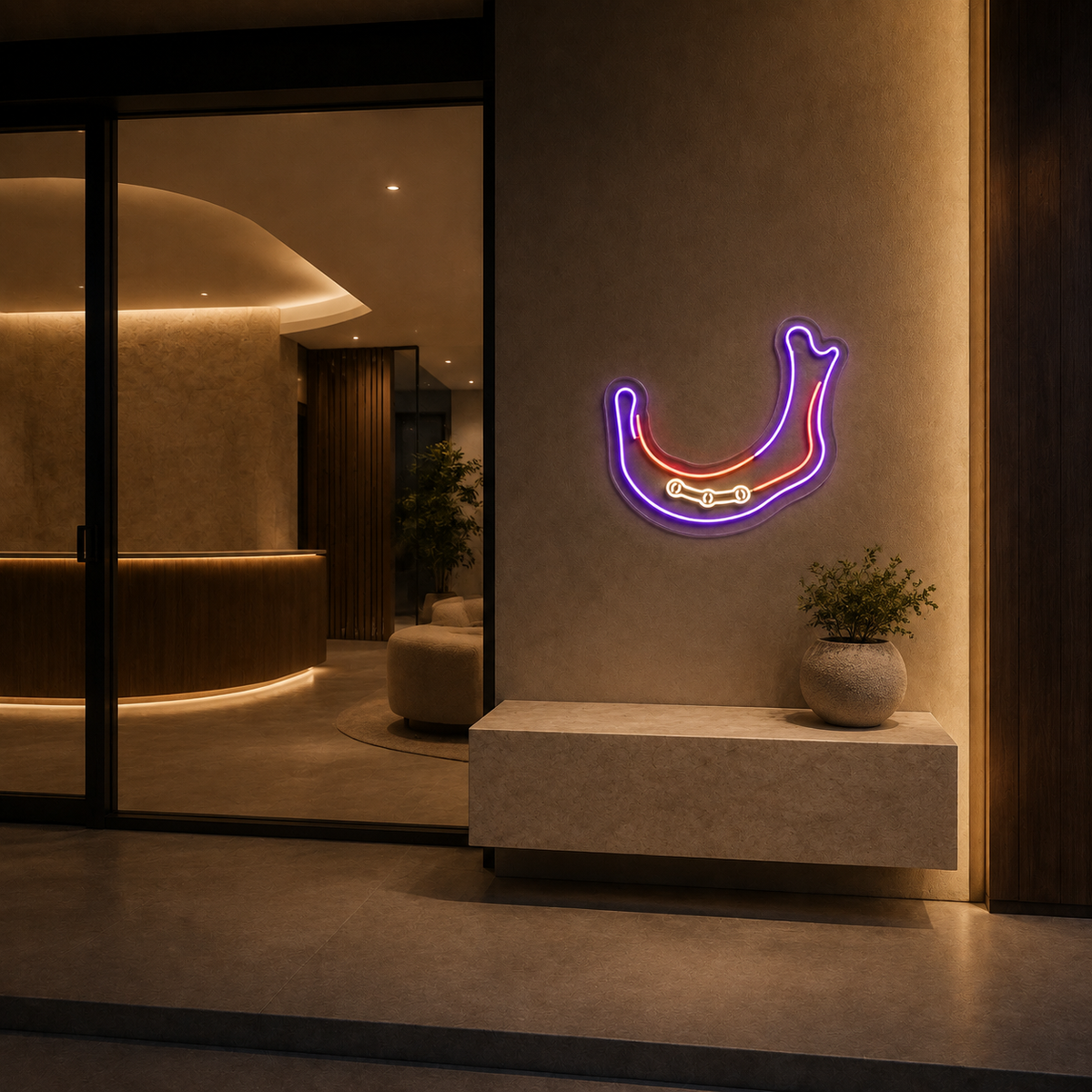 Jawbone LED Neon Sign for Oral Surgery Centers - interior setting