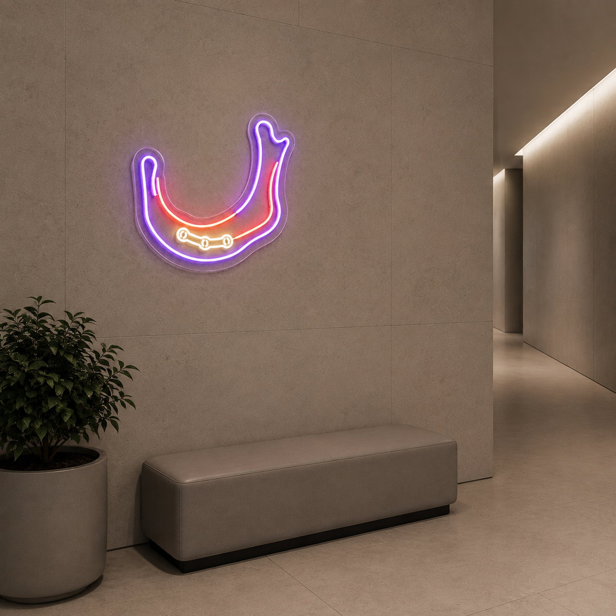 Jawbone LED Neon Sign for Oral Surgery Centers - interior setting