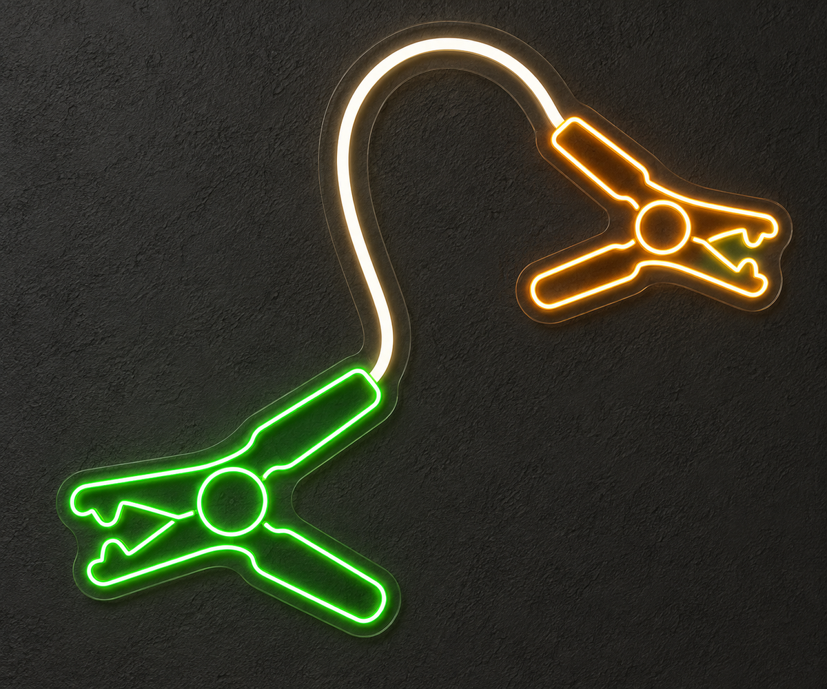 Jumper Cable Clamps LED Neon Sign for Garage Spaces - design reference