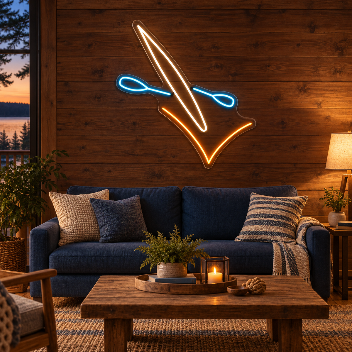 Kayak & Paddle LED Neon Sign for Boat Clubs - interior setting