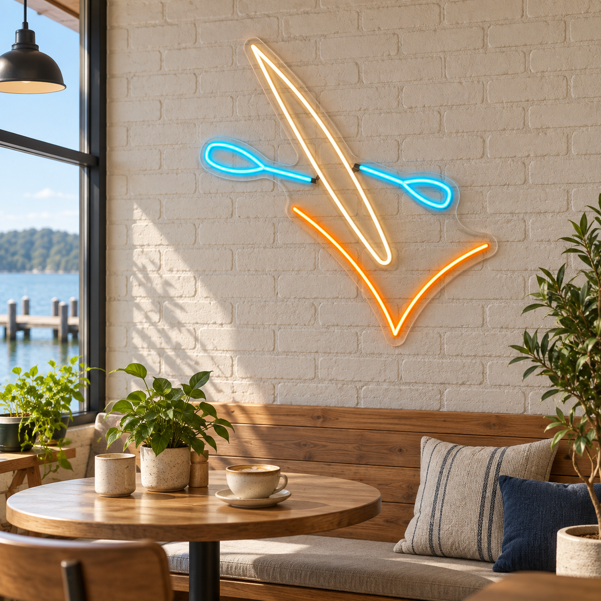 Kayak & Paddle LED Neon Sign for Boat Clubs - interior setting