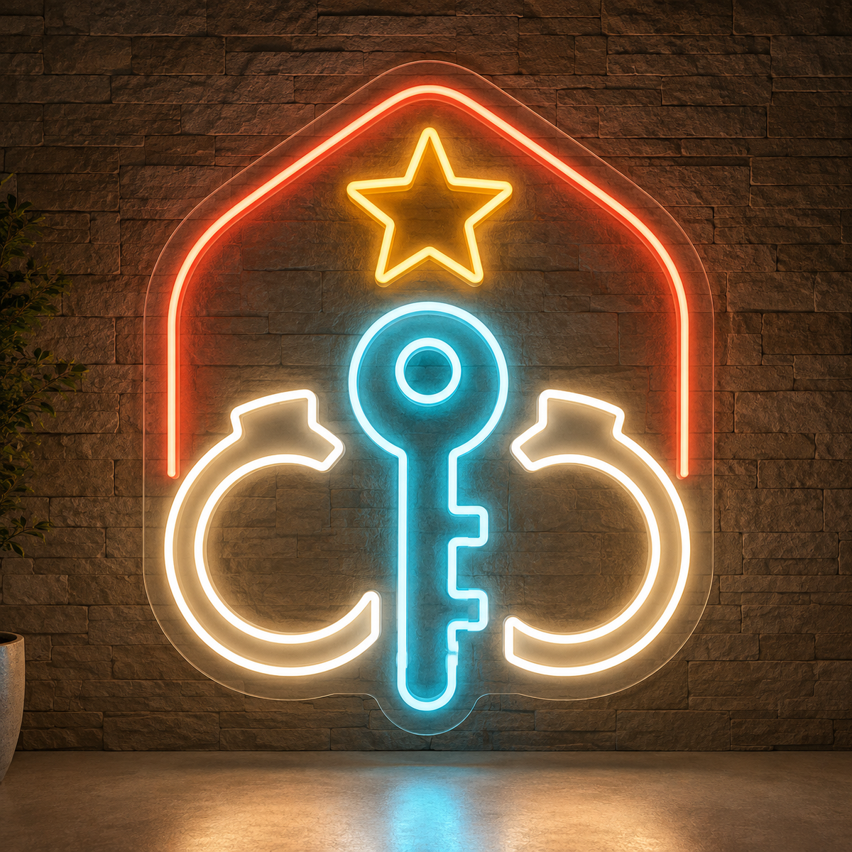 Key & Open Cuffs LED Neon Sign for Bail Bond Offices - design reference
