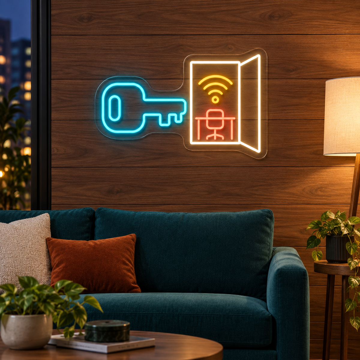 Key to a Connected Workspace LED Neon Sign for Coworking Spaces - interior setting