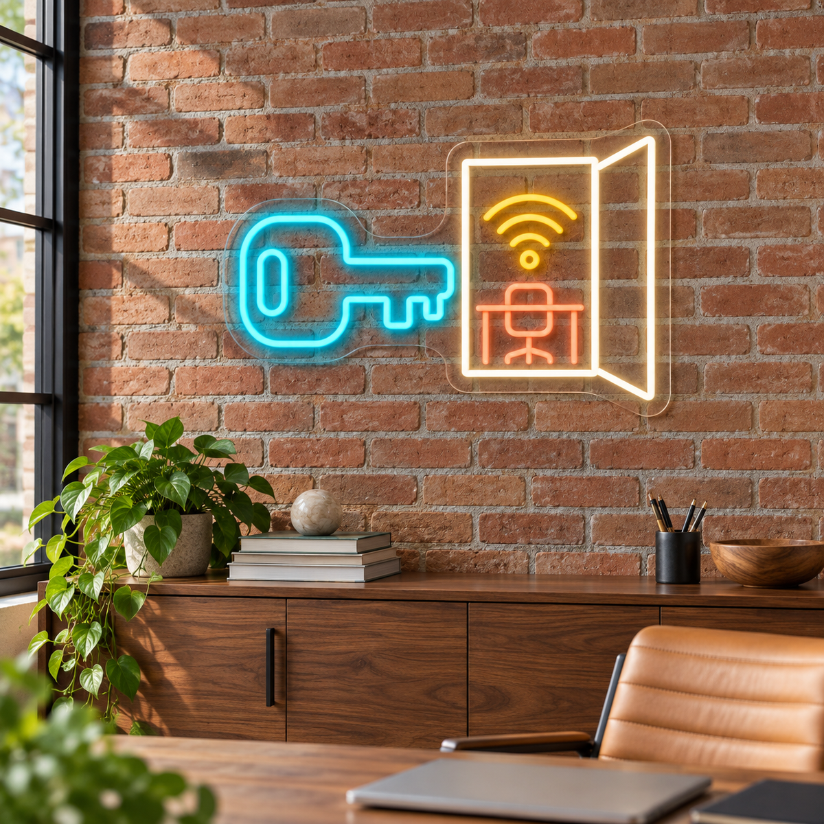 Key to a Connected Workspace LED Neon Sign for Coworking Spaces - interior setting