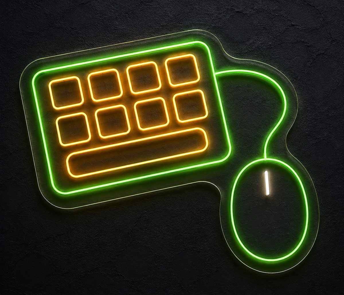 Keyboard and Mouse LED Neon Sign for Computer Workspaces - design reference
