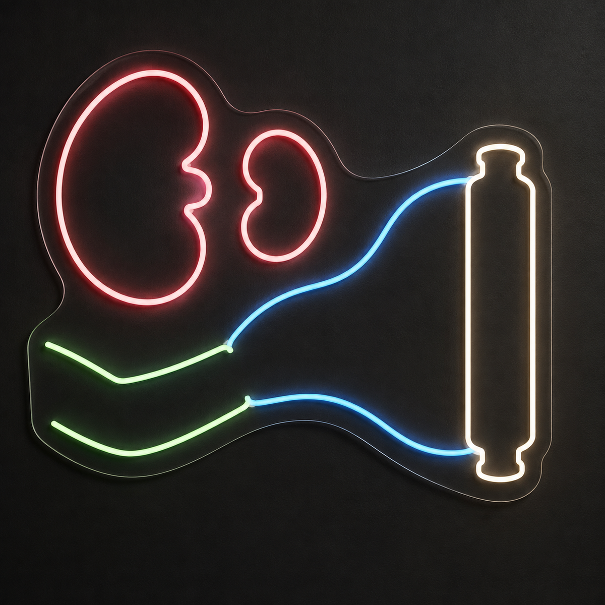 Kidneys & Filter LED Neon Sign for Dialysis Centers - design reference
