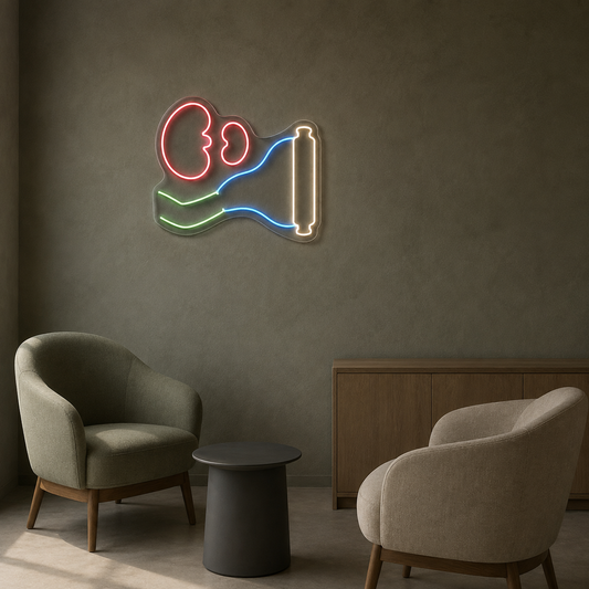 Kidneys & Filter LED Neon Sign for Dialysis Centers - interior setting