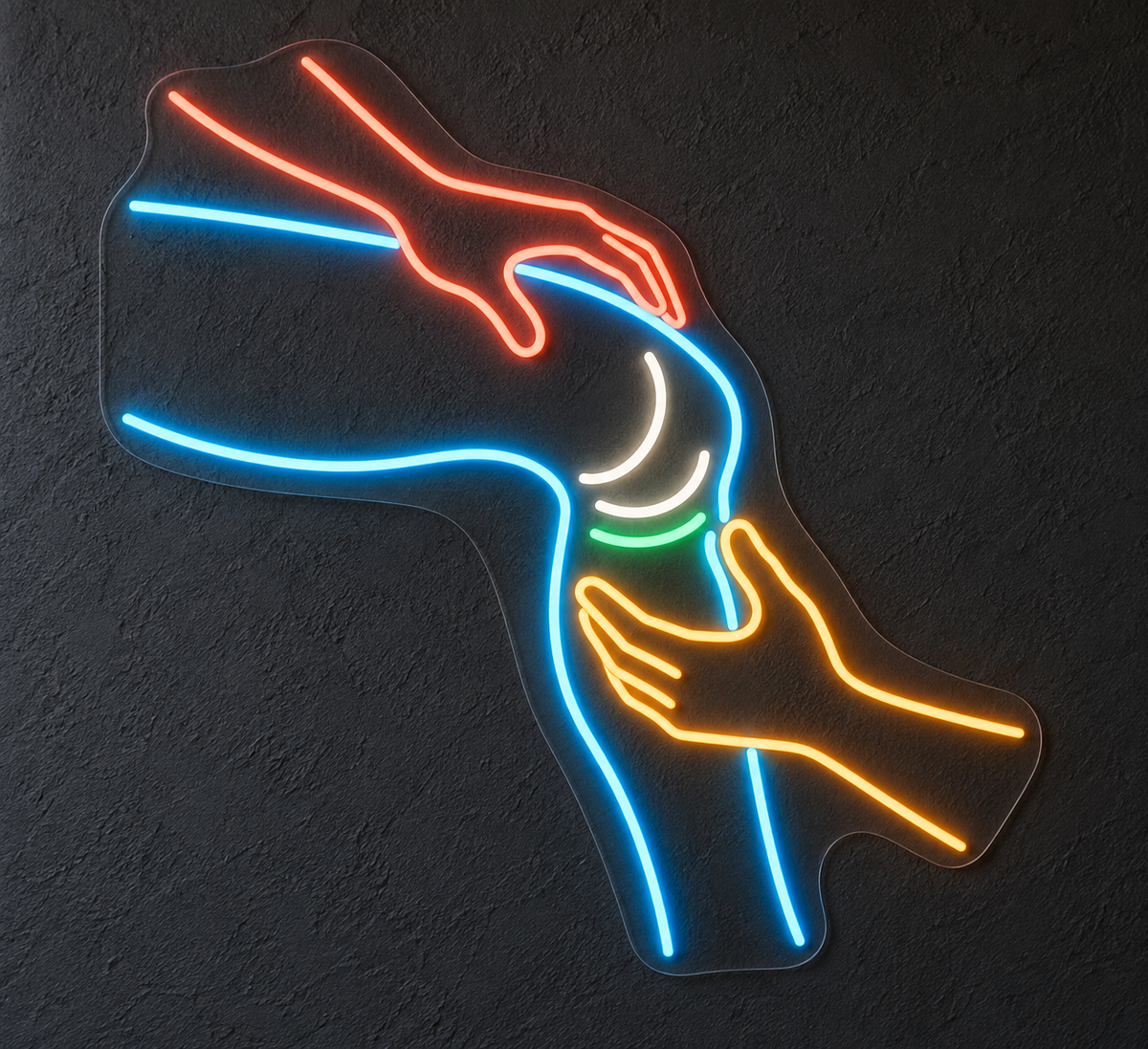 Knee & Supporting Hands LED Neon Sign for Sports Medicine Clinics - design reference
