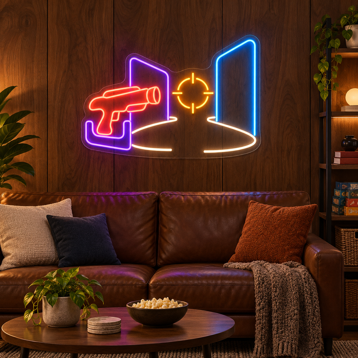 Laser Tag Blaster & Target LED Neon Sign for Laser Tag Arenas - interior setting