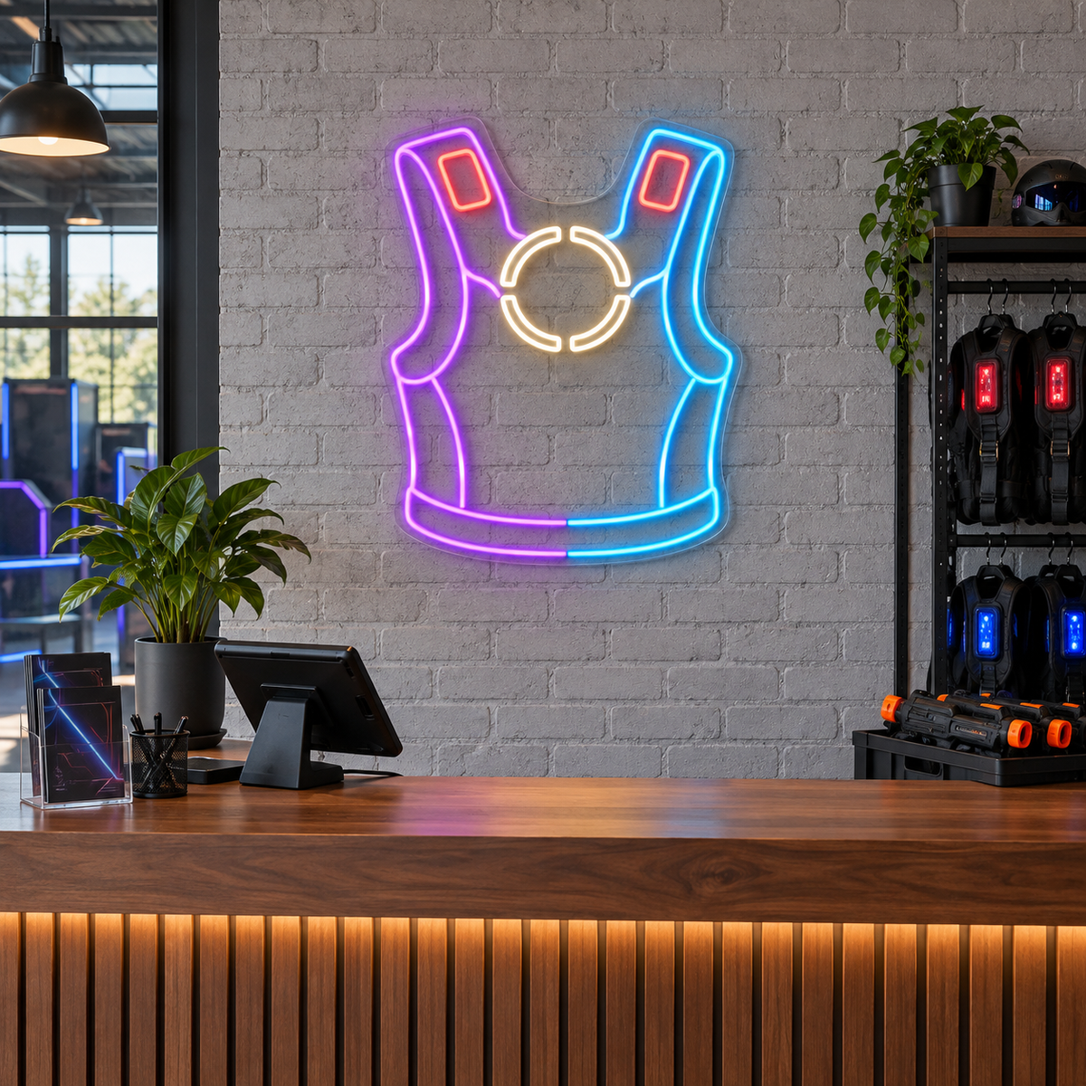 Laser Tag Target Vest LED Neon Sign for Laser Tag Arenas - interior setting
