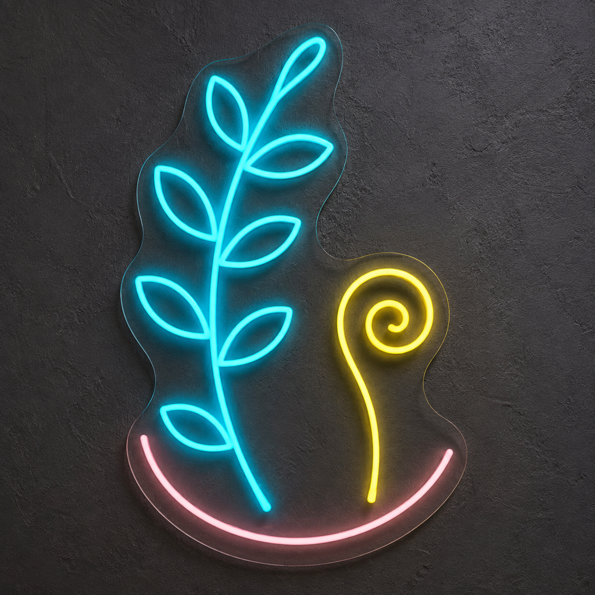 Leaf Stem and Fern Curl LED Neon Sign for Botanical Corners - design reference