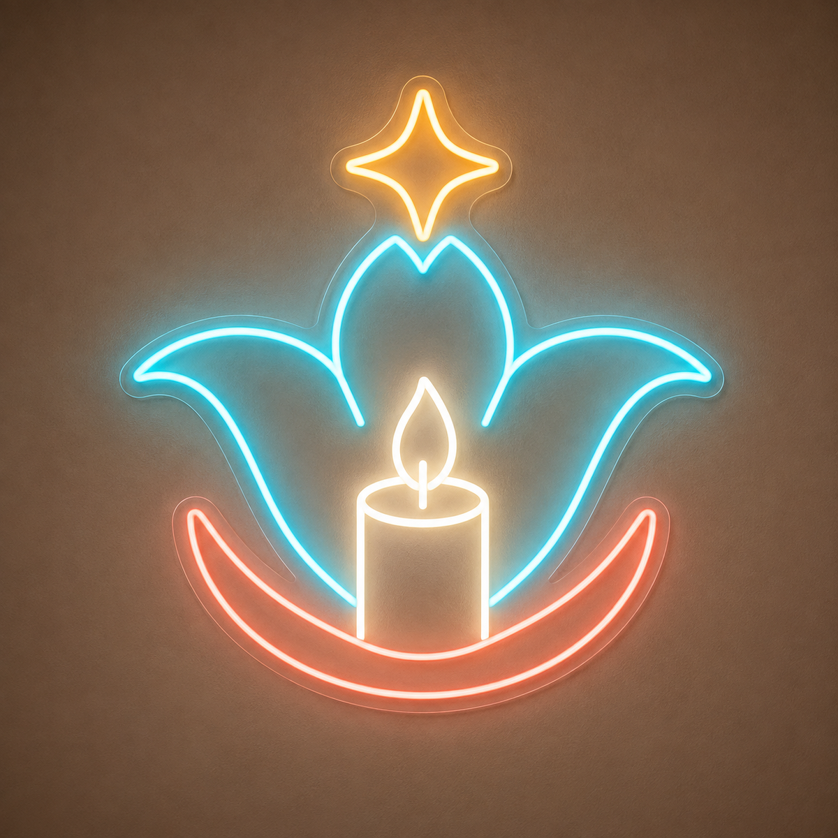 Lotus Candle & Sparkle LED Neon Sign for Funeral Homes - design reference