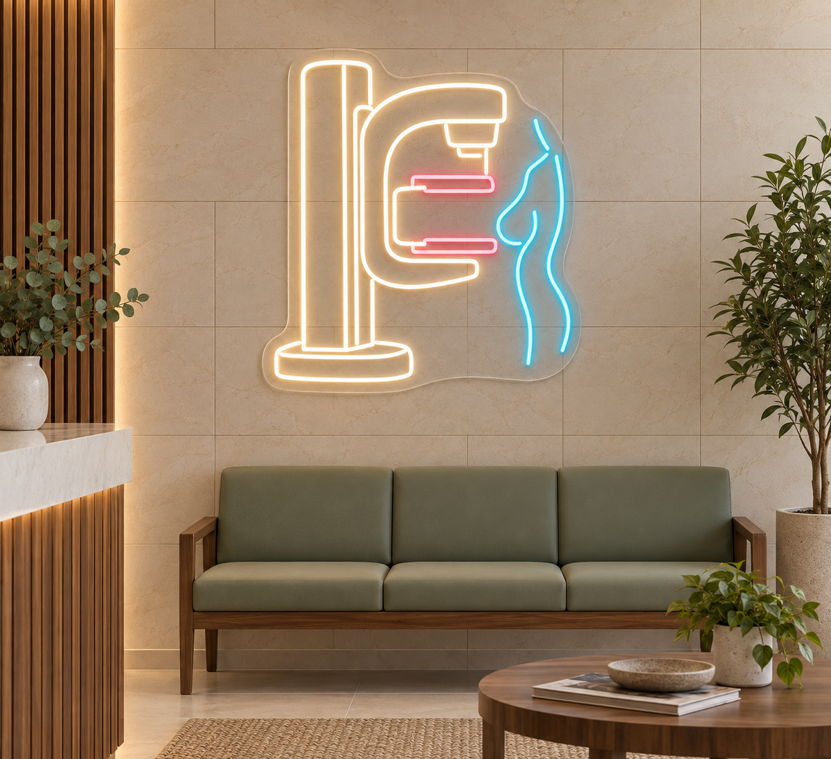 Mammography LED Neon Sign for Imaging Centers - interior setting