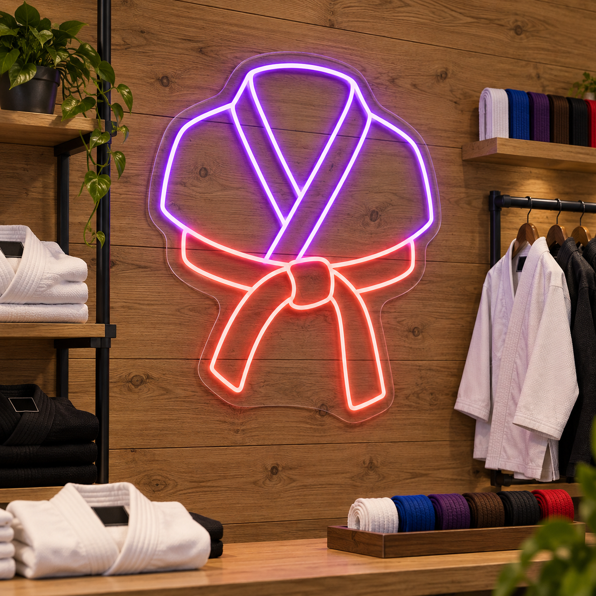 Martial Arts Uniform and Belt LED Neon Sign for Martial Arts Spaces - interior setting