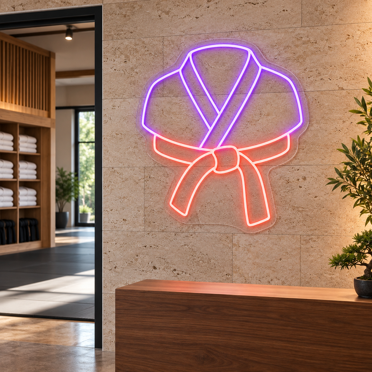 Martial Arts Uniform and Belt LED Neon Sign for Martial Arts Spaces - interior setting