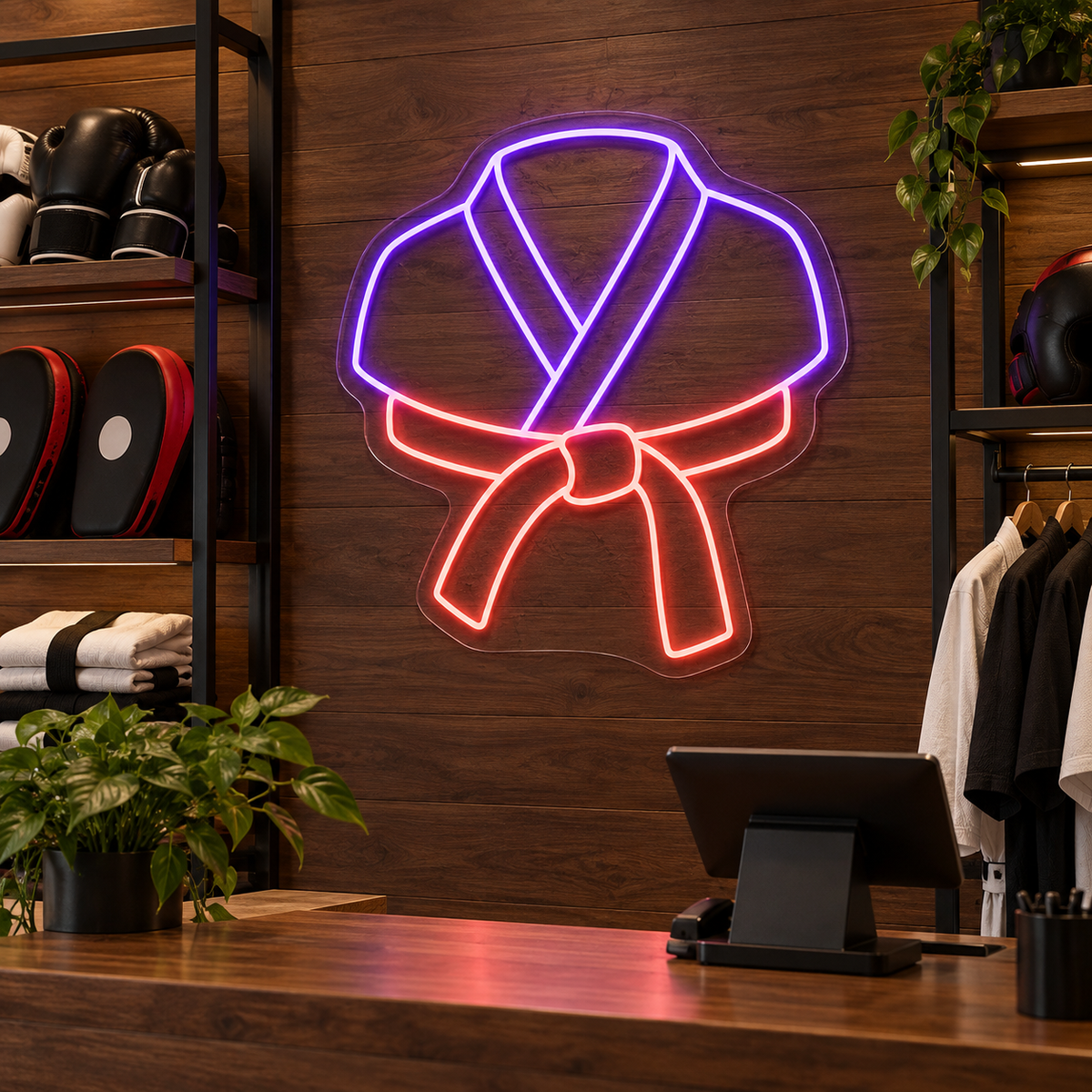 Martial Arts Uniform and Belt LED Neon Sign for Martial Arts Spaces - interior setting