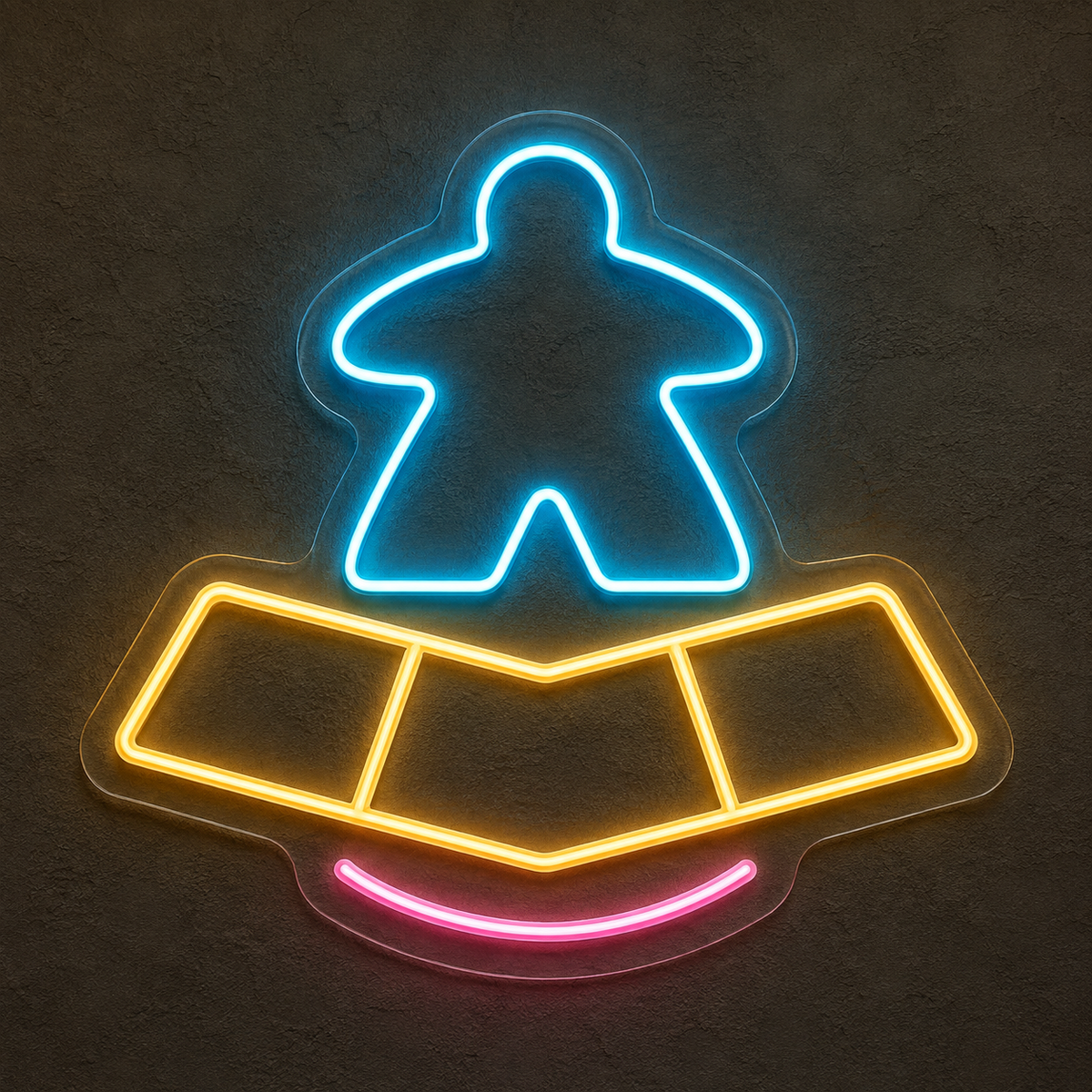 Meeple and Game Board LED Neon Sign for Tabletop Gaming - design reference