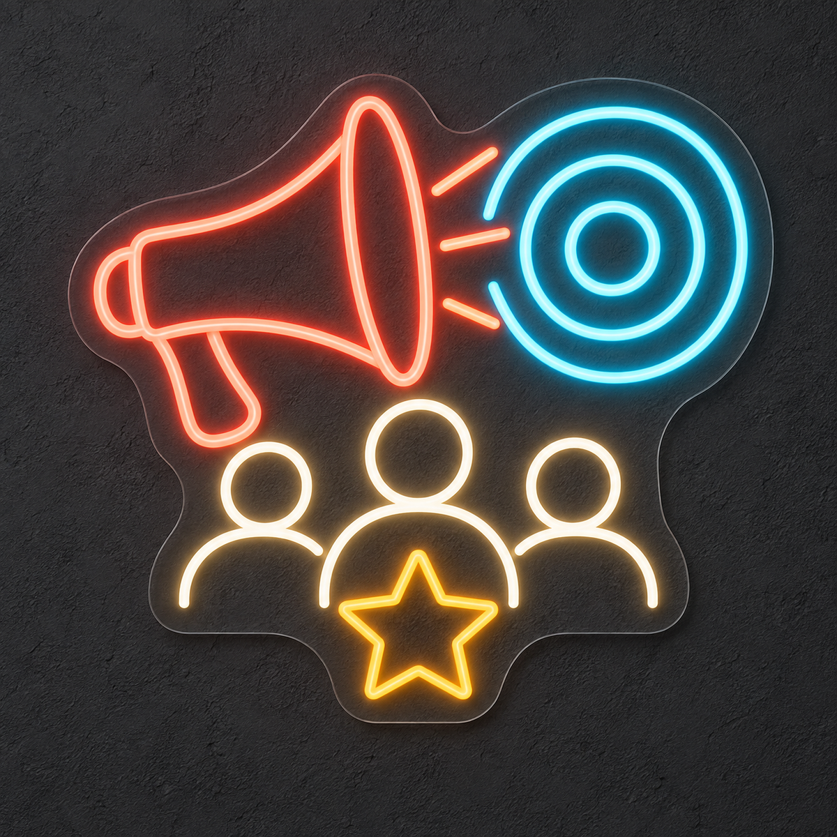 Megaphone & Audience LED Neon Sign for Marketing Agencies - design reference