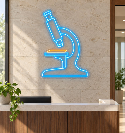 Microscope & Slide LED Neon Sign for Medical Laboratories - interior setting