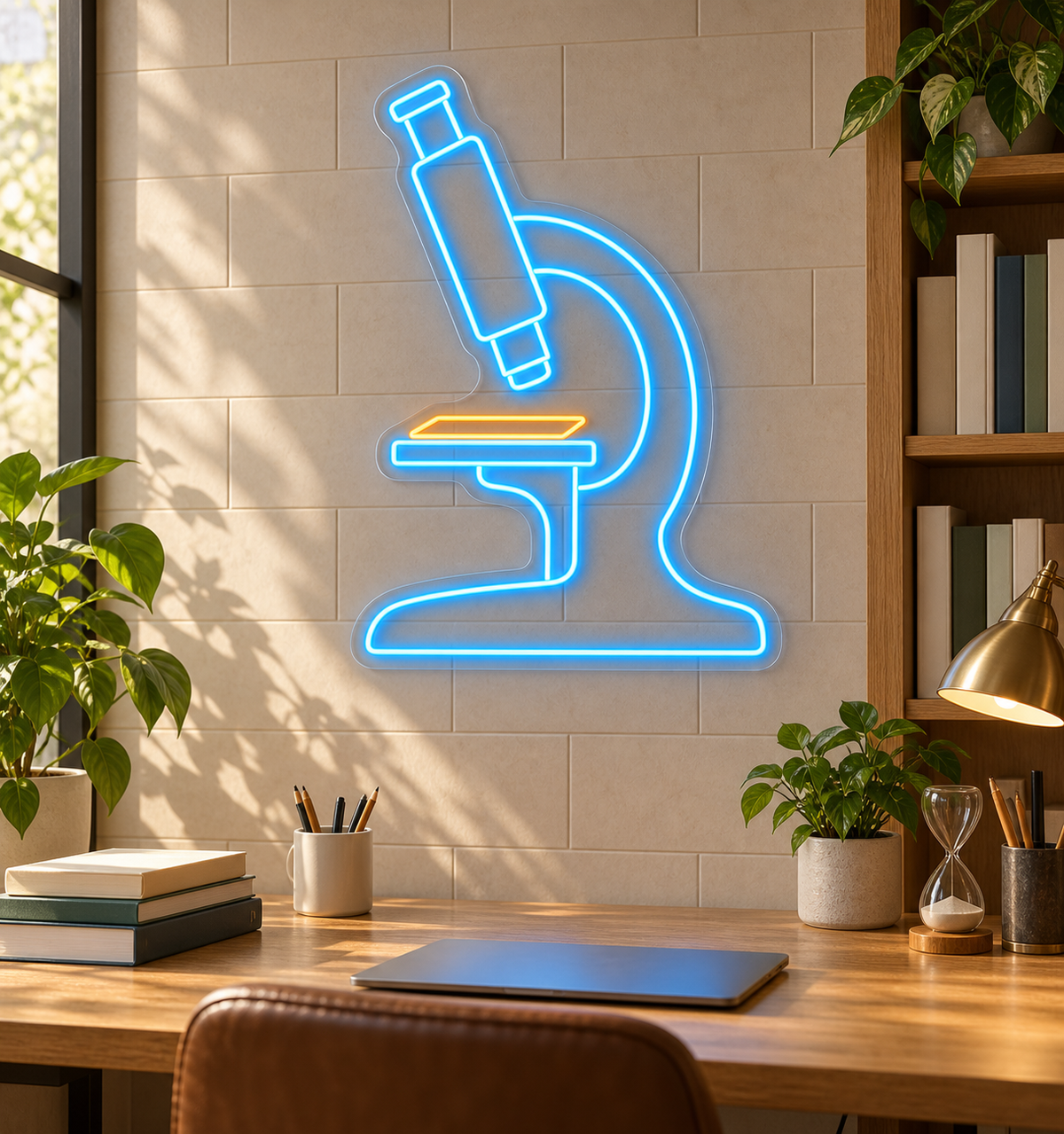 Microscope & Slide LED Neon Sign for Medical Laboratories - interior setting