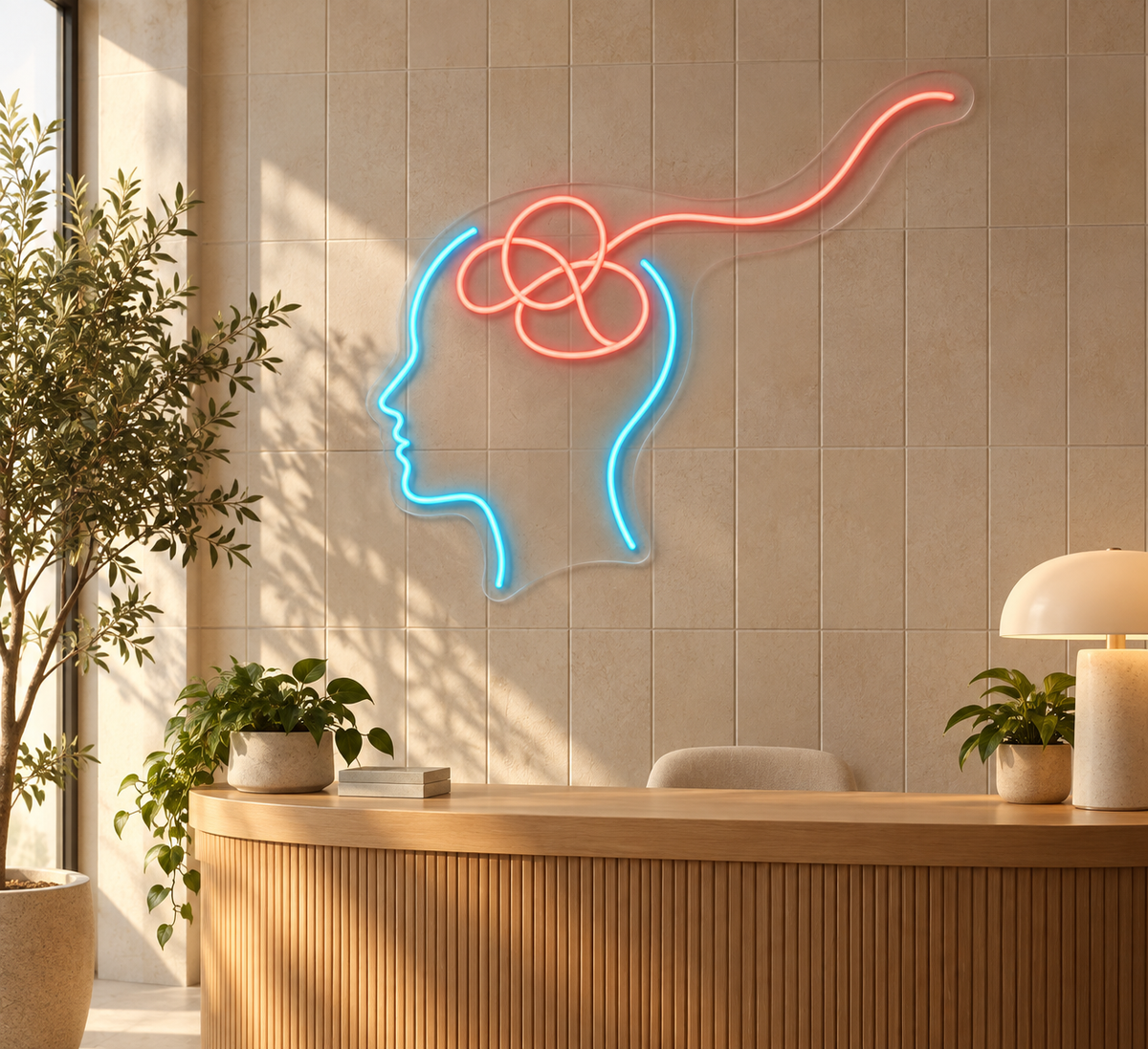 Room for Reflection LED Neon Sign for Counseling Centers - interior setting