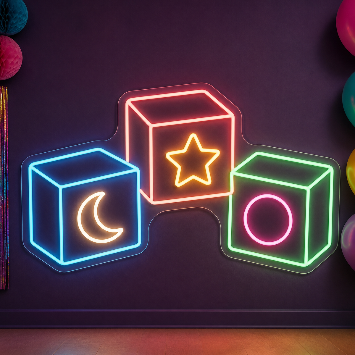 Moon & Star Toy Blocks LED Neon Sign for Kids' Party Venues - design reference