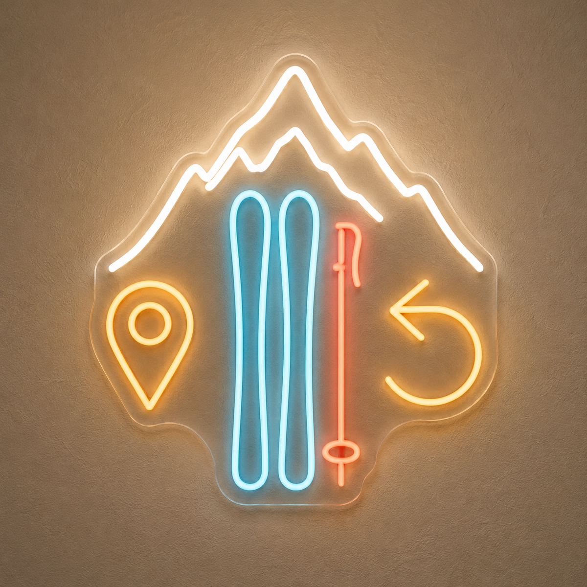 Skis & Mountain LED Neon Sign for Ski Rental Shops - design reference