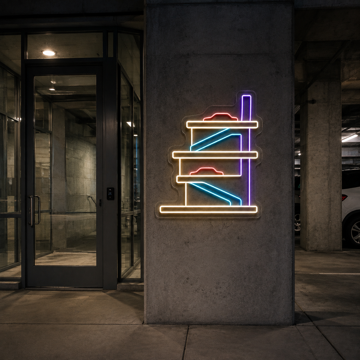 Parking Garage Levels LED Neon Sign for Parking Garages - interior setting