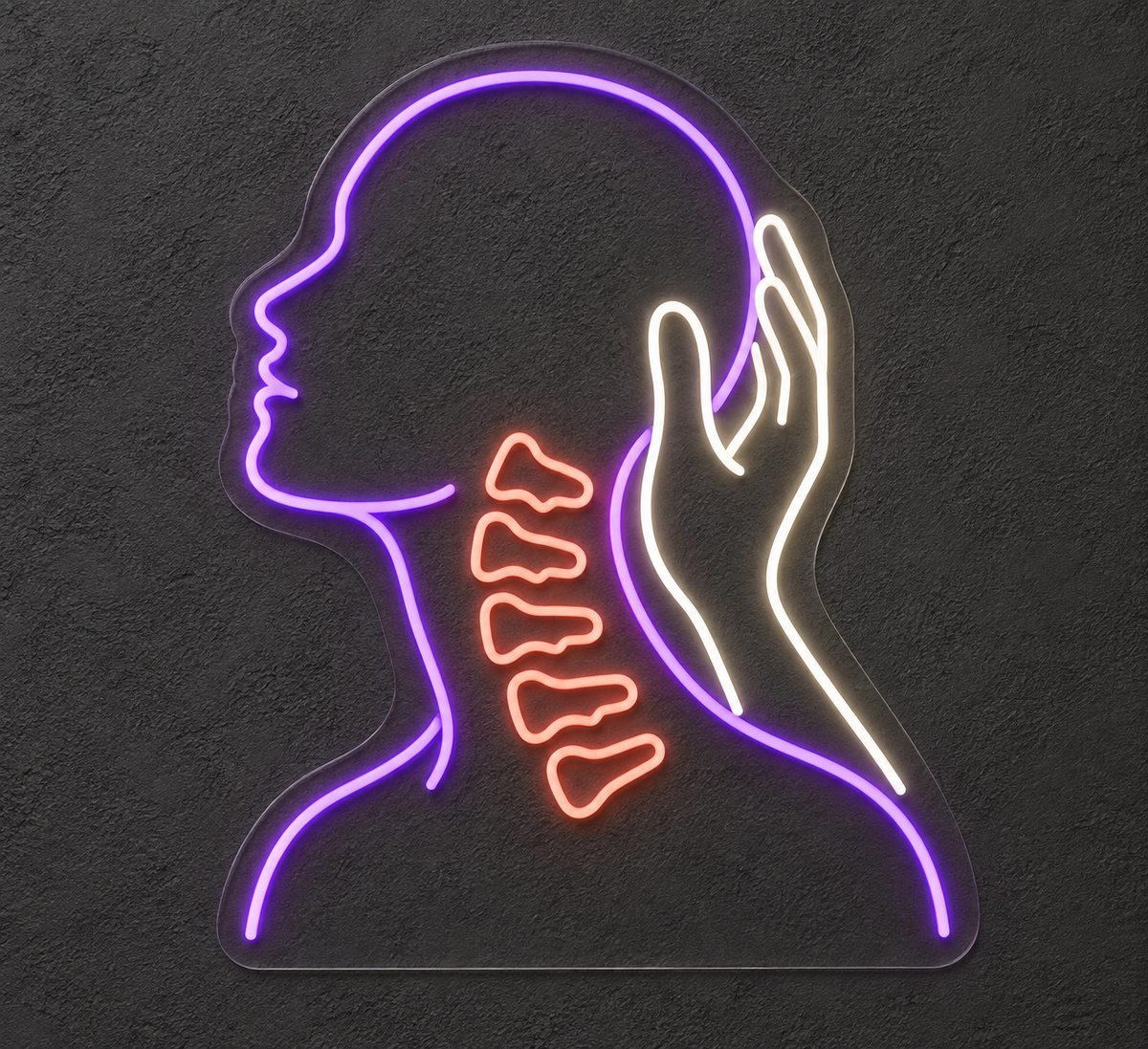Neck Care & Helping Hand LED Neon Sign for Chiropractic Clinics - design reference