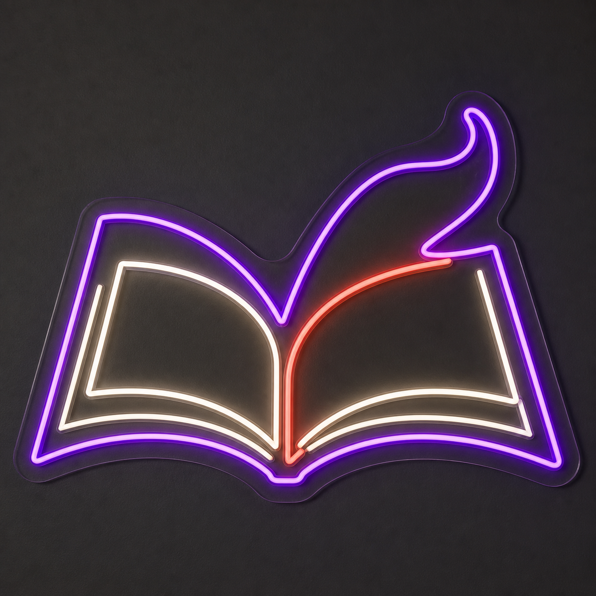 Open Book with Rising Page LED Neon Sign for Reading Corners - design reference