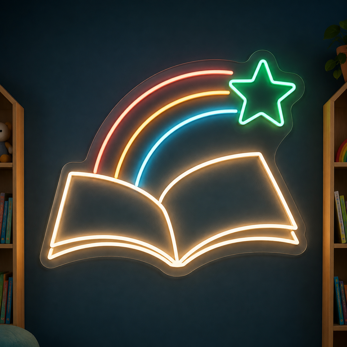Stories Take Flight LED Neon Sign for Preschools - design reference