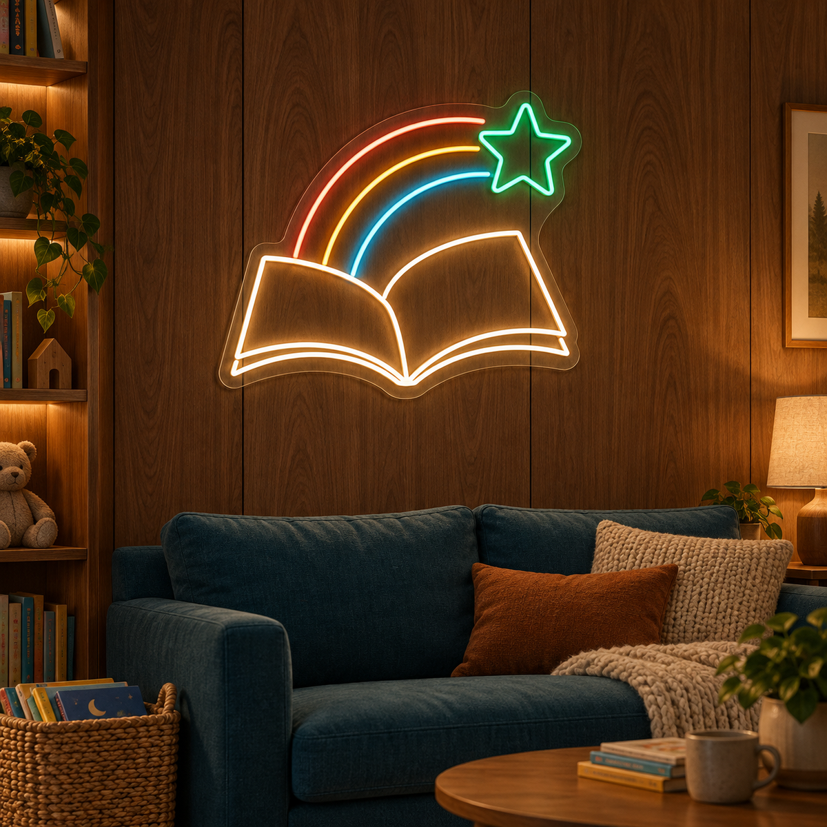 Stories Take Flight LED Neon Sign for Preschools - interior setting