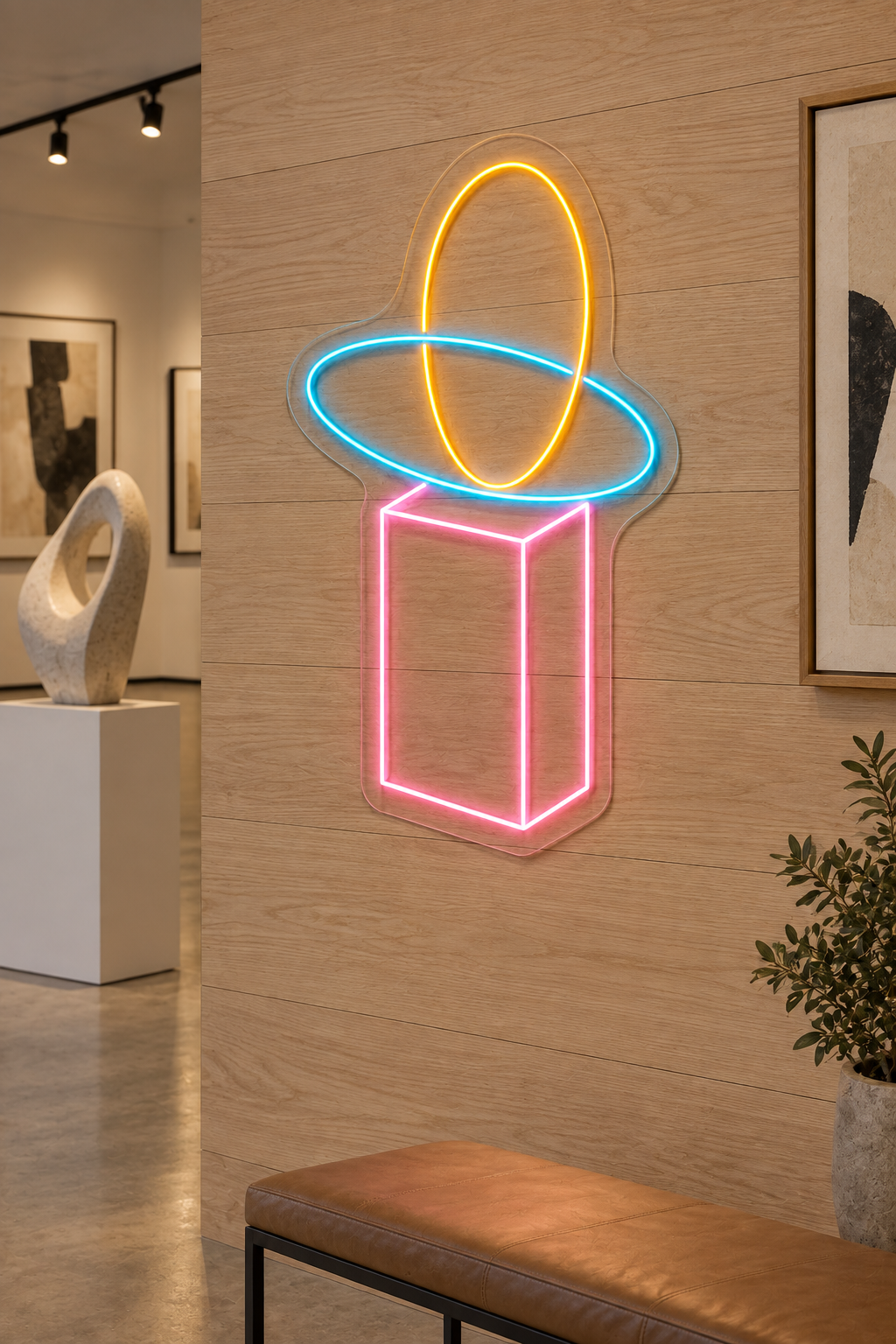 Orbital Sculpture LED Neon Sign for Modern Art Spaces - interior setting