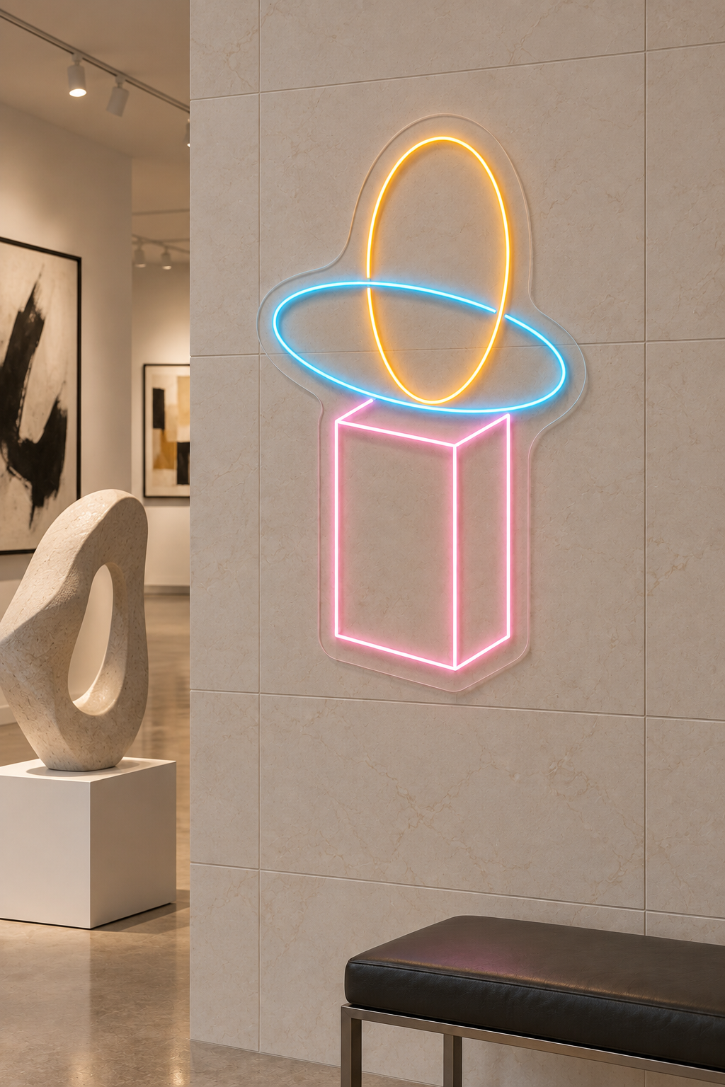 Orbital Sculpture LED Neon Sign for Modern Art Spaces - interior setting