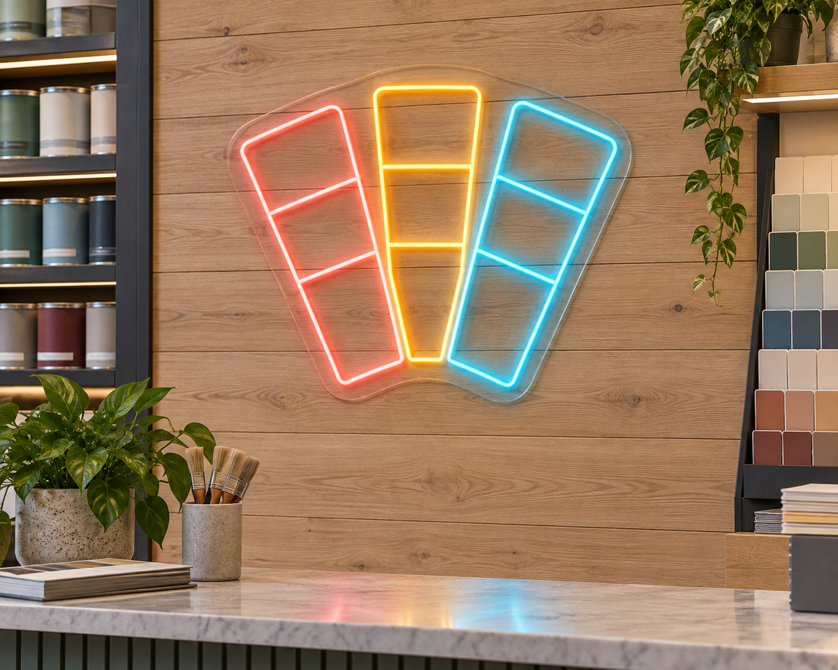 Paint Color Swatches LED Neon Sign for Paint Studios - interior setting